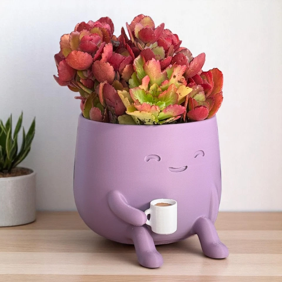 Cute Coffee Buddy Planter Pot 3D Printed Succulent for Desk Office Decor Gift - Image 4 of 4