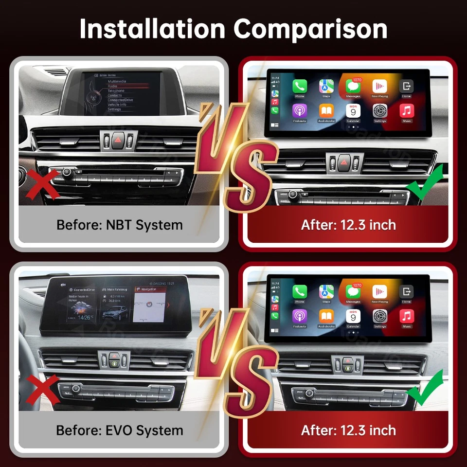 12.3" Ultra-thin Wireless CarPlay Touch screen Multimedia For BMW X1 F48 NBT/EVO - Image 4 of 4