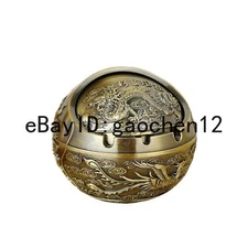 Vintage Metal Windproof Portable Dragon Decorative Ashtray with Lid Cigarettes