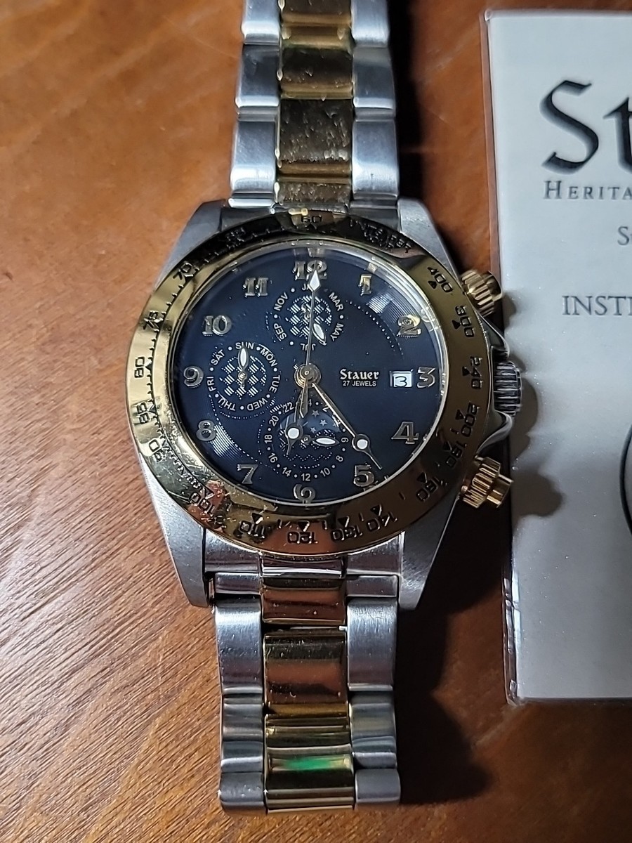 Mens Stauer 21222 27j Automatic Two-toned Chrono Moon Phase