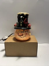 Primitive Look Snowman Head With Cord & Switch To Light Up Works
