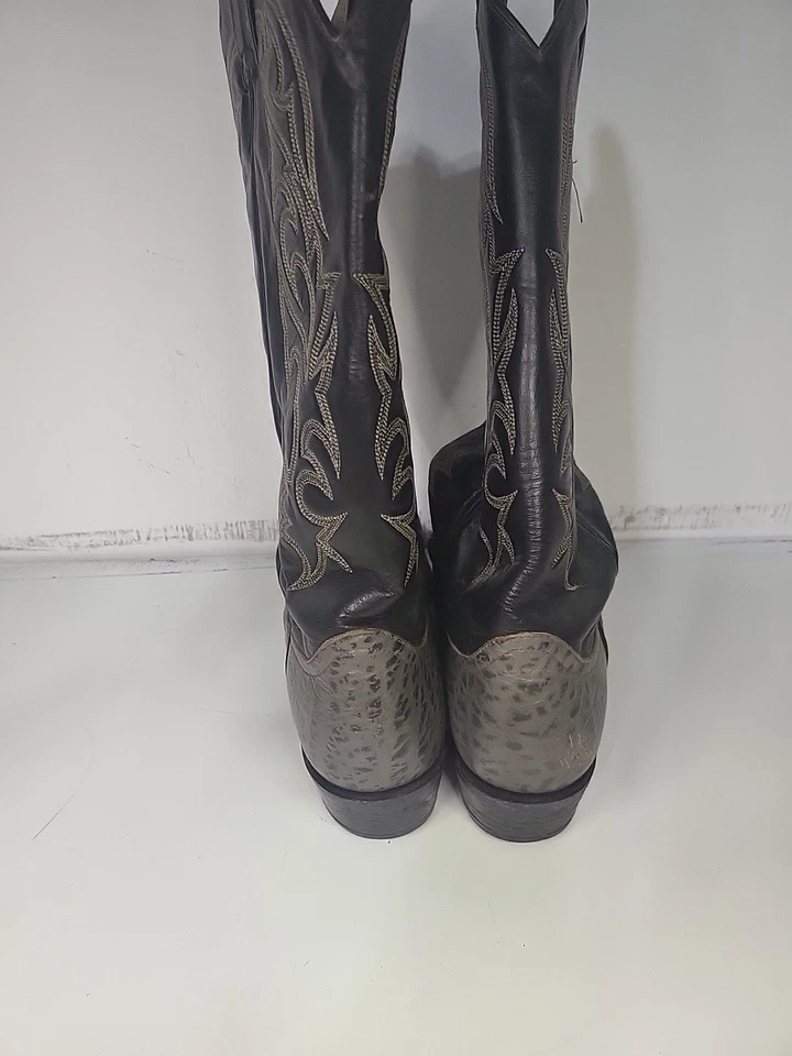 Larry Mahan Men - Size 8.5-9M Vintage Black Snake Cowboy Boots LMM8404 - Image 4 of 4