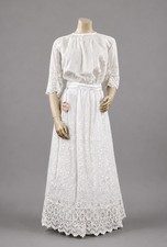 1880-1900s Edwardian 2pc Lawn Dress Blouse Skirt Set "Museum Deaccession" S/XS