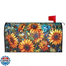 Giwawa Stained Glass Sunflower Mailbox Covers Magnetic for Fall M