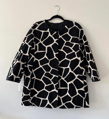 'S MAX MARA Vada Reversible Coat Giraffe Print Designer Jacket Women's 12