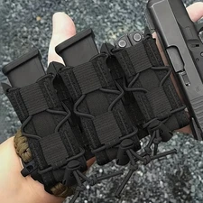 Tactical Triple Mag Holder 9mm Open-Top Magazine Pouches for 40 Calibers 45 ACP