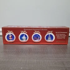 Mr Christmas Illuminated Ornament Collection Set 4 LED Glitter 3in Vintage