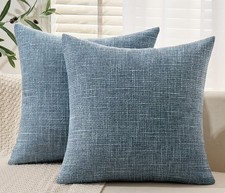 MIULEE Decorative Burlap Linen Throw Pillow Covers Modern Farmhouse 18x18 2pk