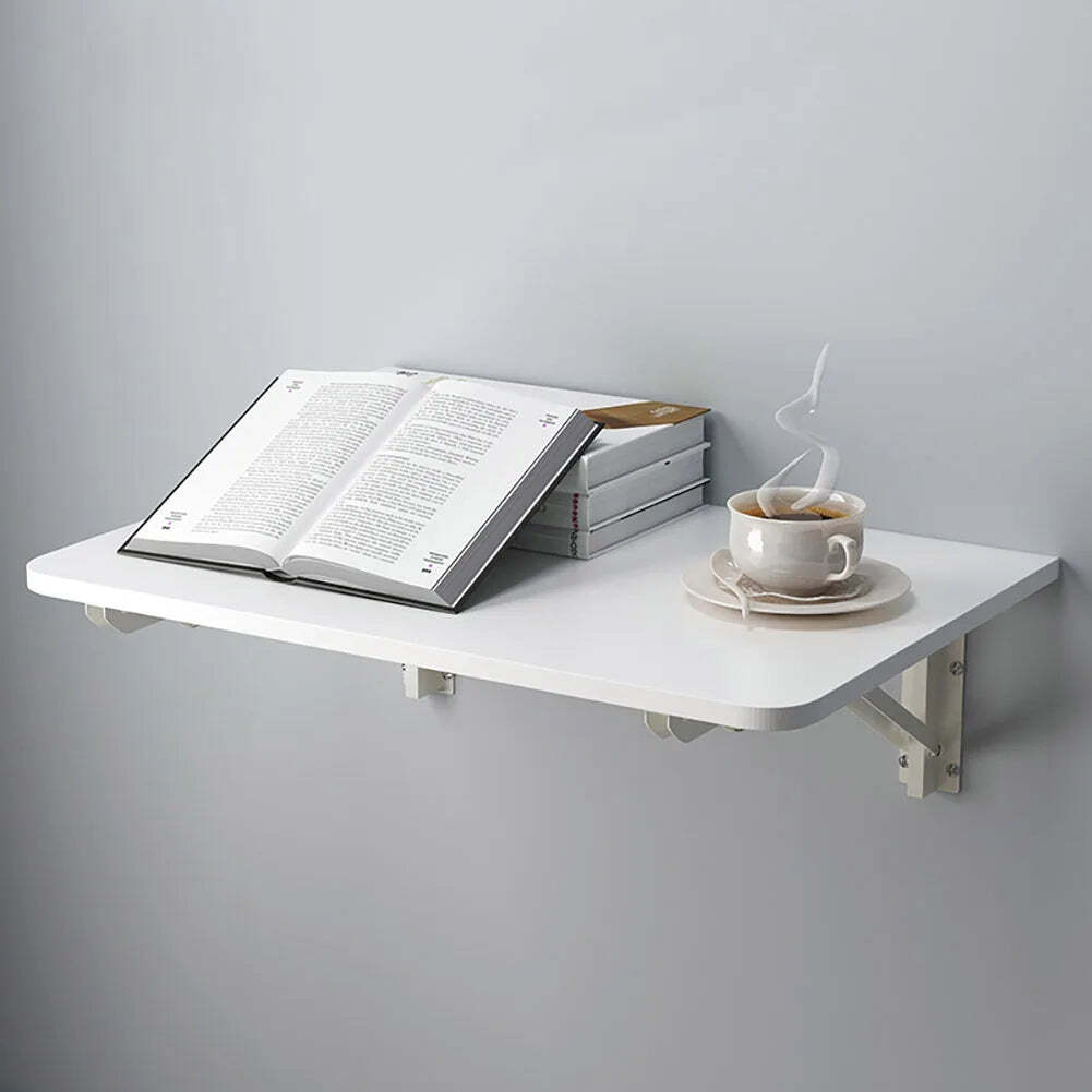 ZYZSY Wall-Mounted Foldable Table, Table with Brackets for Space Saving Workstations, Floating Desk for Study & Dining in Balcony, Bedroom, Bathroom, Kitchen 9 Wall-Mounted Folding Bracket Table Space-saving Floating Wall-Mounted Rectangul