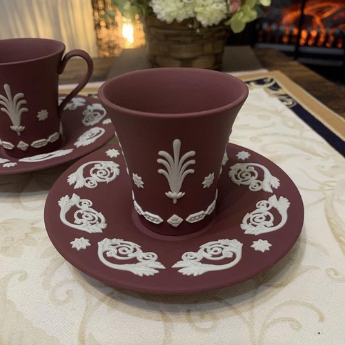 Wedgwood Jasperware Crimson Cup & Saucer Set Jasper ware Tableware Collector - Picture 3 of 10