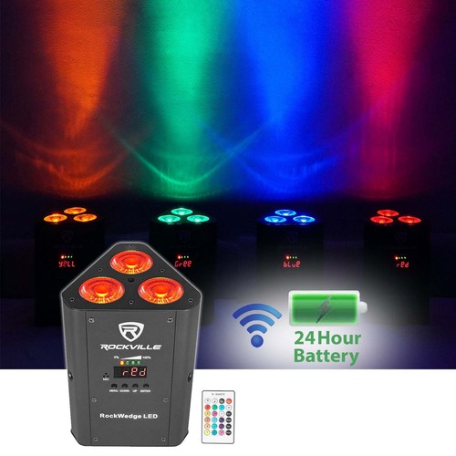 (12) Rockville RockWedge LED Battery Powered Par Lights+Wireless DMX Controller - Picture 2 of 12