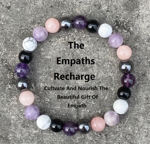 Tourmaline Rose Quartz Amethyst White Howlite Hematite Crystal Anxiety Bracelet - Picture 10 of 13