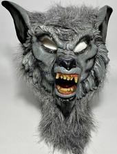 Vtg Halloween Fun World Wolf Full 360 Head Mask WEREWOLF Horror Realistic Teeth
