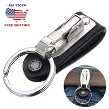 Leather Detachable Quickdraw Belt Clip Key Ring Holder Snap Quick Release