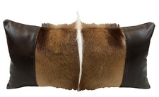 Springbok Springbuck Hide Leather Cushion Pillow 20 X 10 - Brown Shades