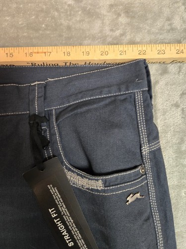 Pantalones de mezclilla A Tiziano para hombre talla 44 azul oscuro mezcla de algodón elásticos calce recto nuevos con etiquetas - Imagen 8 de 10