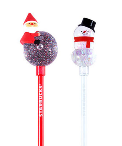 Starbucks KOREA 2017 Christmas Santa snowball + Snowman snow ball muddler SET - Picture 1 of 1