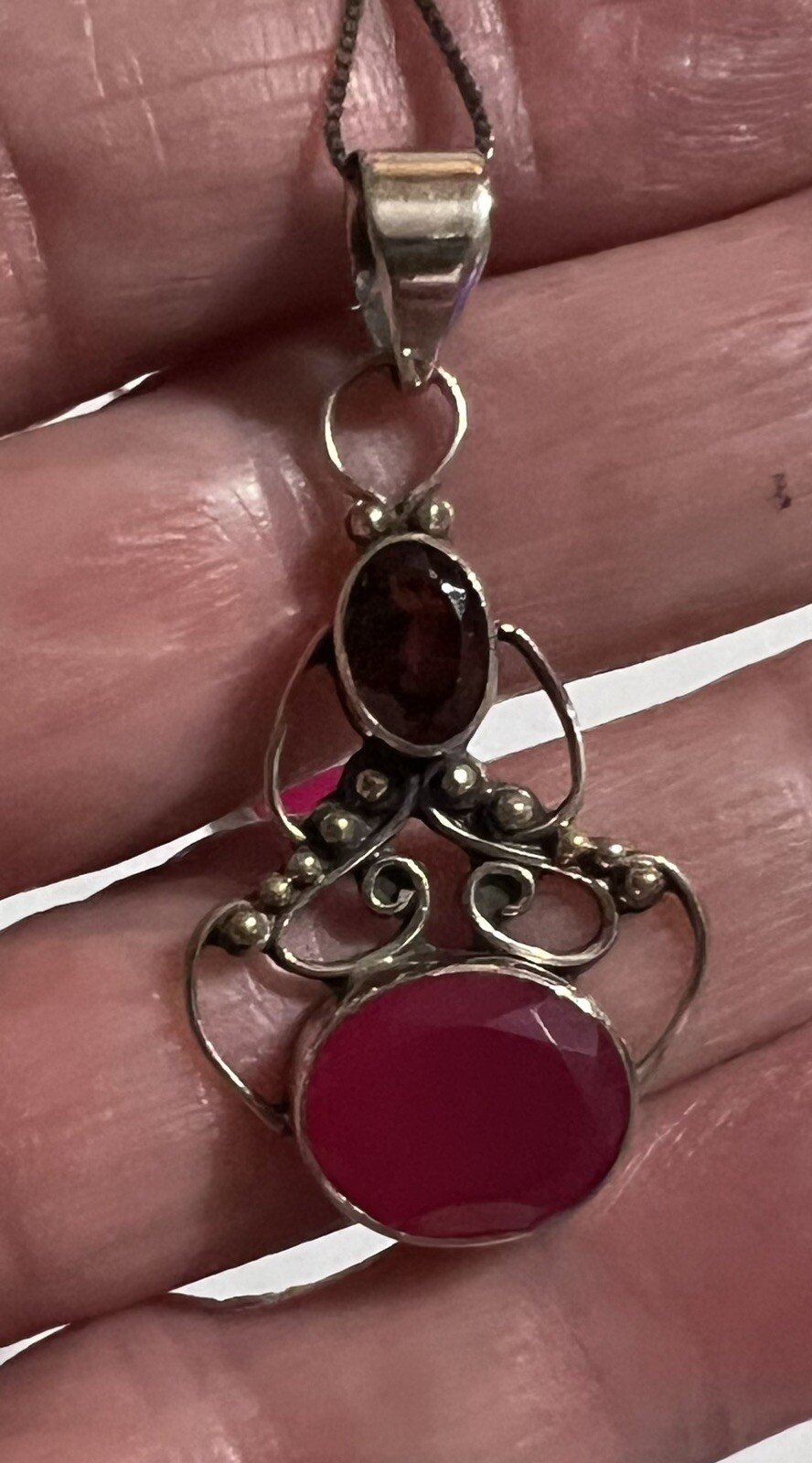Natural Garnets And Lab Created Ruby Necklace And… - image 2