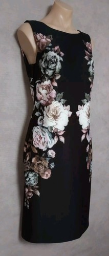 Together Dress Womens Size 38 Blush Black Floral Sleeveless Scoop Neck Sheath - Picture 3 of 15