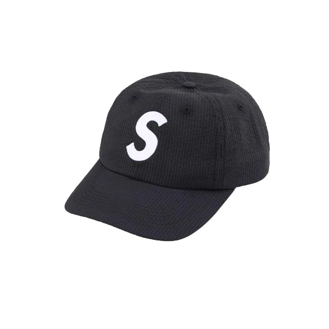 Supreme Seersucker S Logo 6 panneaux noir   24SS  