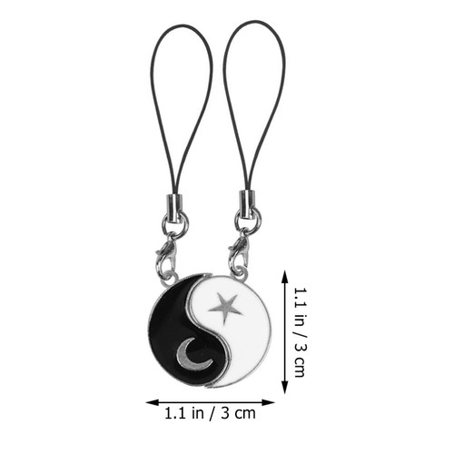 2 Pairs Bijoux De Chaîne Téléphonie Mobile Les Amoureux Charmes Téléphone Perlé - Photo 9/12