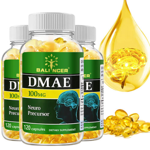 DMAE 100 mg 120 cápsulas enfoque de alerta memoria nootrópica refuerzo cerebral - Imagen 1 de 11
