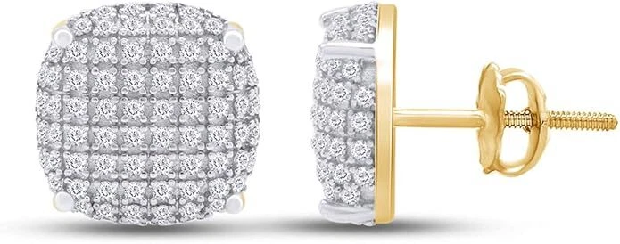 Aretes de boda con racimo trasero de diamantes cultivados en laboratorio de 1/2 quilate de oro macizo de 10 k Foto 3 de 4