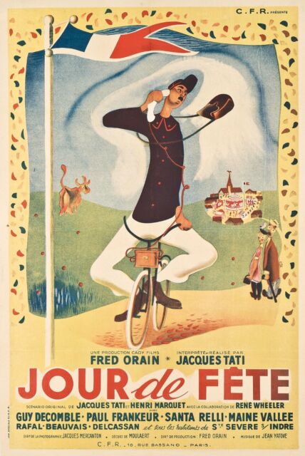 Home Wall Art Print - Vintage Movie Film Poster - JOUR DE FETE - A4 A3 A2 A1