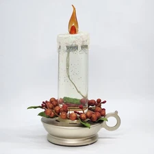 VTG Snow Globe Glitter Candle Chamber Light Thanksgiving Christmas Tabletop Fall