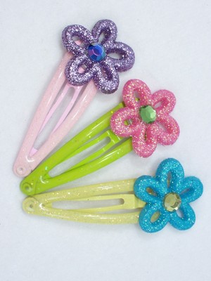 5486 Pink Purple Aqua Glitter Flower Charm Hair Clips Cute Ebay