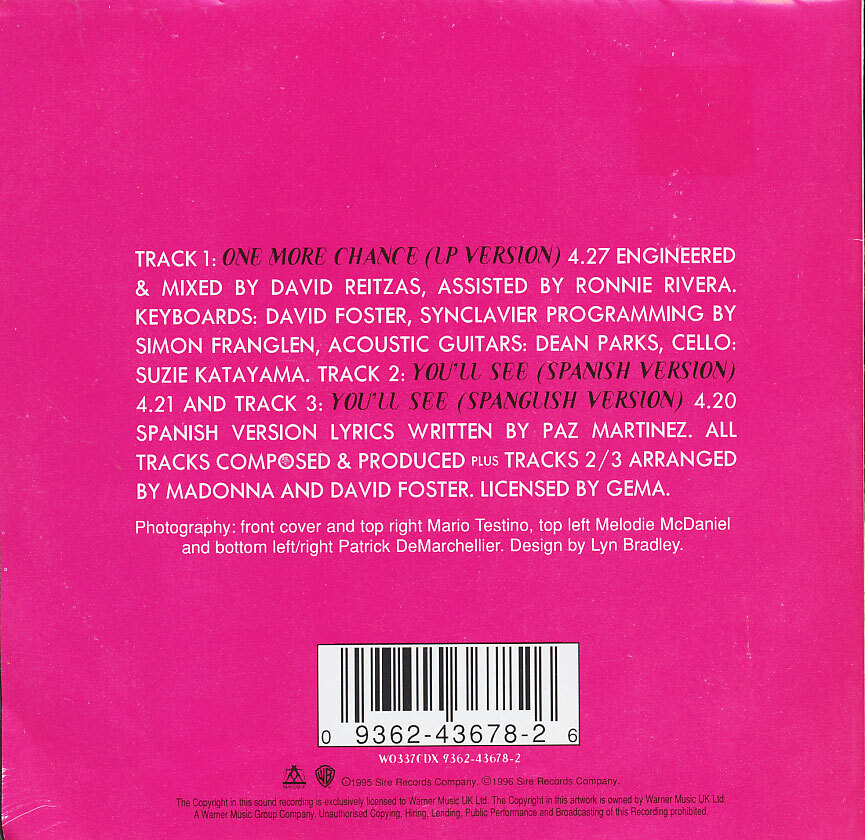 Madonna - One More Chance (3 Track CD) **BRAND NEW/STILL