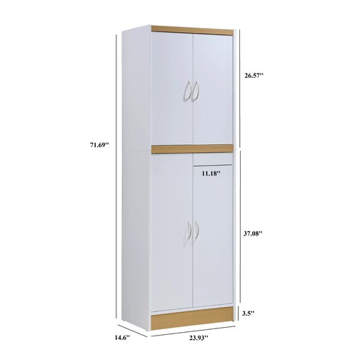 Kitchen Cabinet Pantry Cupboard 4-Door Storage Organizer Shelves 72 In. White - Picture 12 of 24