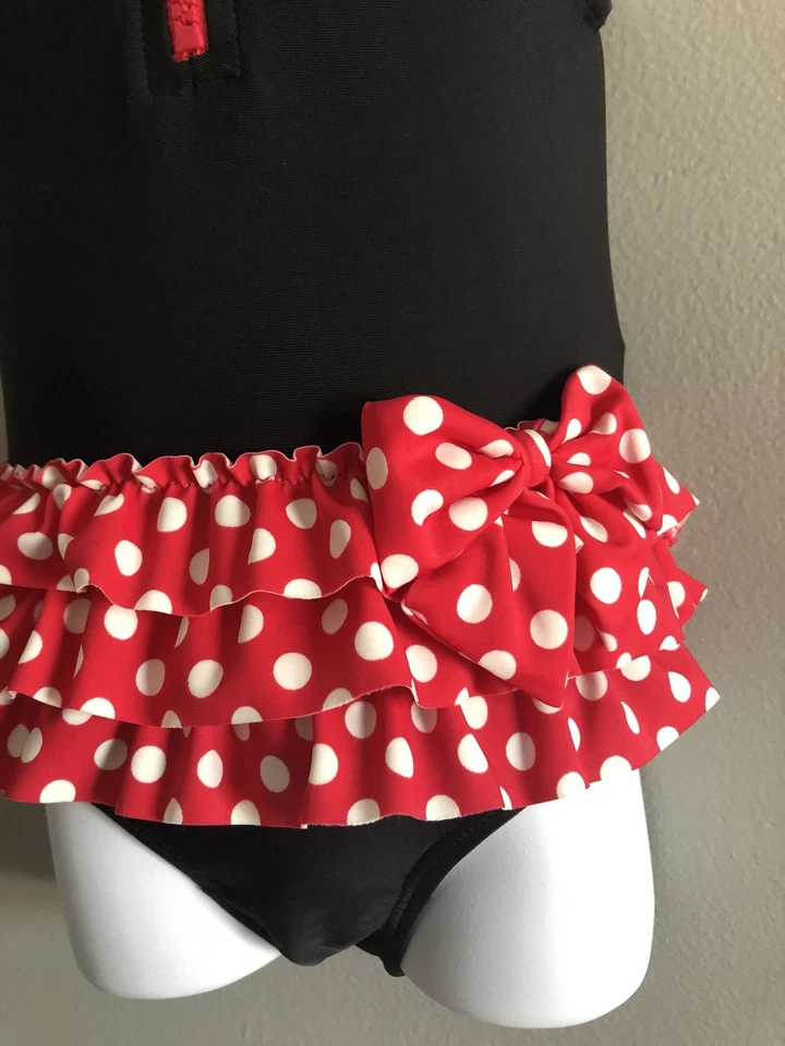 DISNEY Minnie Mouse Bathing Suit with ears hoodie 12-18 months  - Image 3 of 4