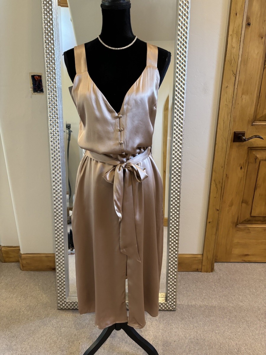 Cami NYC NWT Brown/Tan Midi Silk Dress Size Medium Retail $500 | eBay