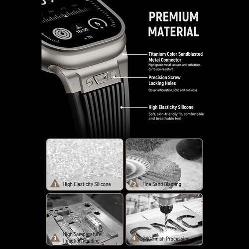 Soft silicone sports strap suitable for Apple Watch Ultra 2 49mm series 9 8 7 6 - Picture 8 of 42