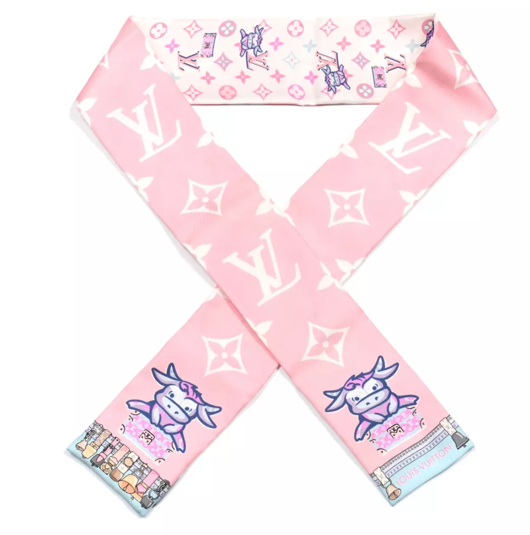 Louis Vuitton Pink Ombre Monogram Print Silk Twilly Bandeau Scarf