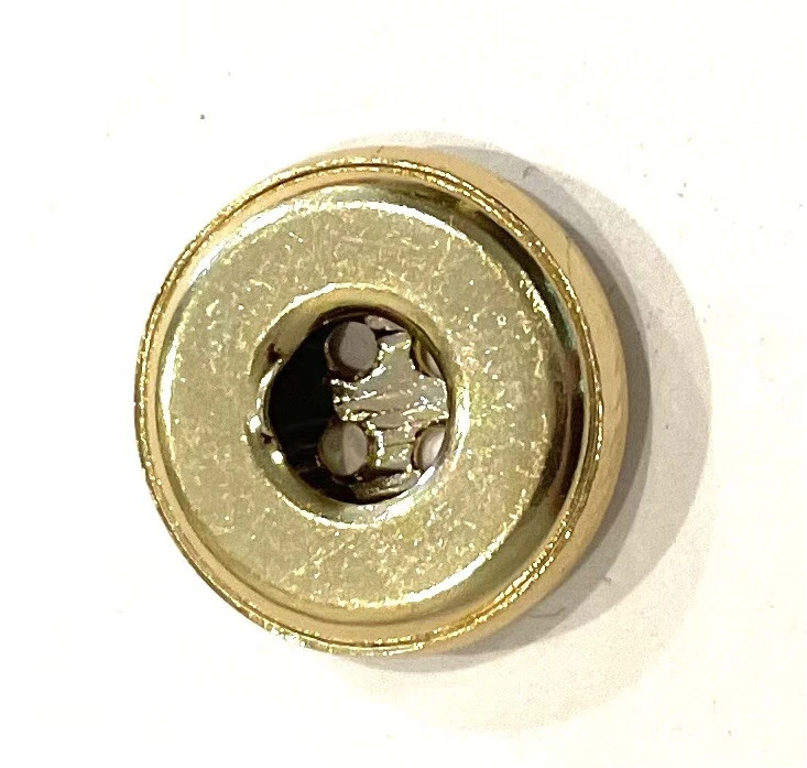 6pcs Gold Round Metal 4 Hole Button 15mm Filigree Lined Striation Wood Grain - Image 4 of 4