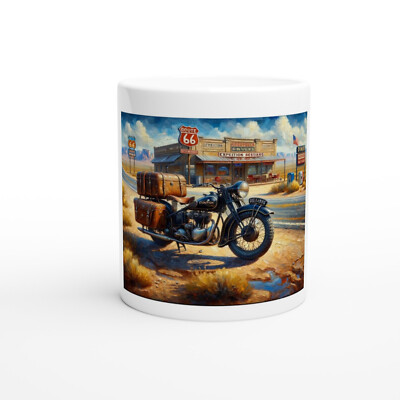 USA Route 66 Vintage Motorrad Oldtimer Kaffeebecher, Teetasse, Becher Coffeecup