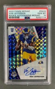 VAN JEFFERSON 2020 PANINI MOSAIC ROOKIE AUTOGRAPHS RC Card #RA24 GEM MT PSA 10