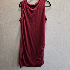 BTFBM Women's Size XL Red Sleeveless Ruched Side Crew Neck Tank Dress