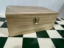 WOOD BOX WITH LOCK FOR CHESS MEN 3.75" KING SIZE NATURAL FINISH MADE IN USA