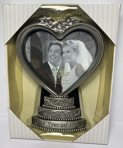 Fetco Wedding Picture Photo Pewter Frame “Our Special Day” Heart & Cake NEW - 第 1/8 張圖片