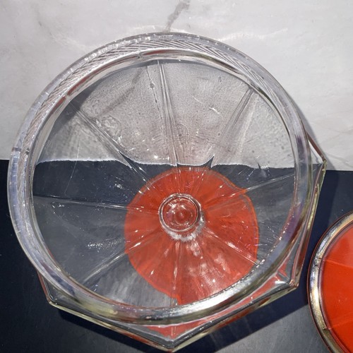 Vintage 1920s Lancaster Glass Art Deco Pedestal Orange Candy Dish - Picture 4 of 10