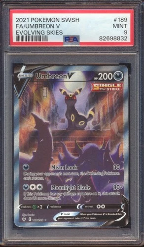 2021 POKEMON EVOLVING SKIES UMBREON V #189 FULL ART PSA 9!