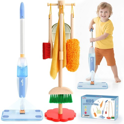 #ad #ad Wooden Cleaning Set 10Pcs Cleaning Set with Real Working Spray Mop Montess... $56.81