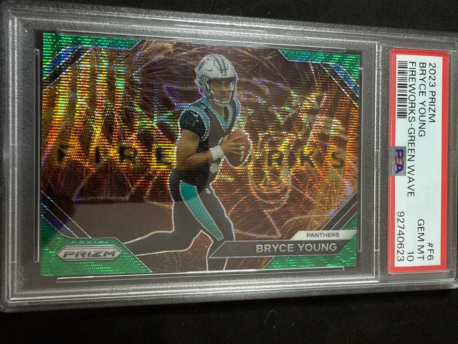 Bryce Young Panini Prizm Fireworks #F6 Green Wave
