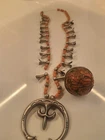 Vintage Navajo Coral Squash Blossom Naja Necklace & Coral Crush 925 Ring