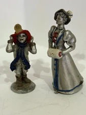 Hudson Pewter Villagers #5624 Timmy In Helmet and #4209 Emily with hand muff