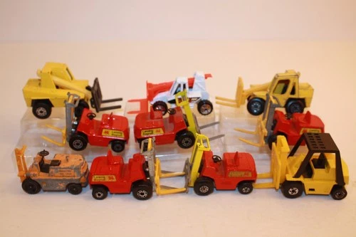 Ten (10) Vintage 1970's Matchbox / Hot Wheels / Tomica Forklift Fork Lift Trucks