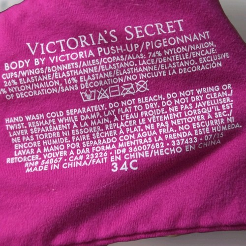 Victoria Secret sehr sexy Push-Up Tauben BH 34C Hot Pink - Bild 7 von 7